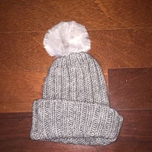 Winter hat with puff ball on top